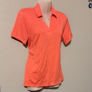 Lady Hagen Coral Short-Sleeve V-Neck Polo Tee